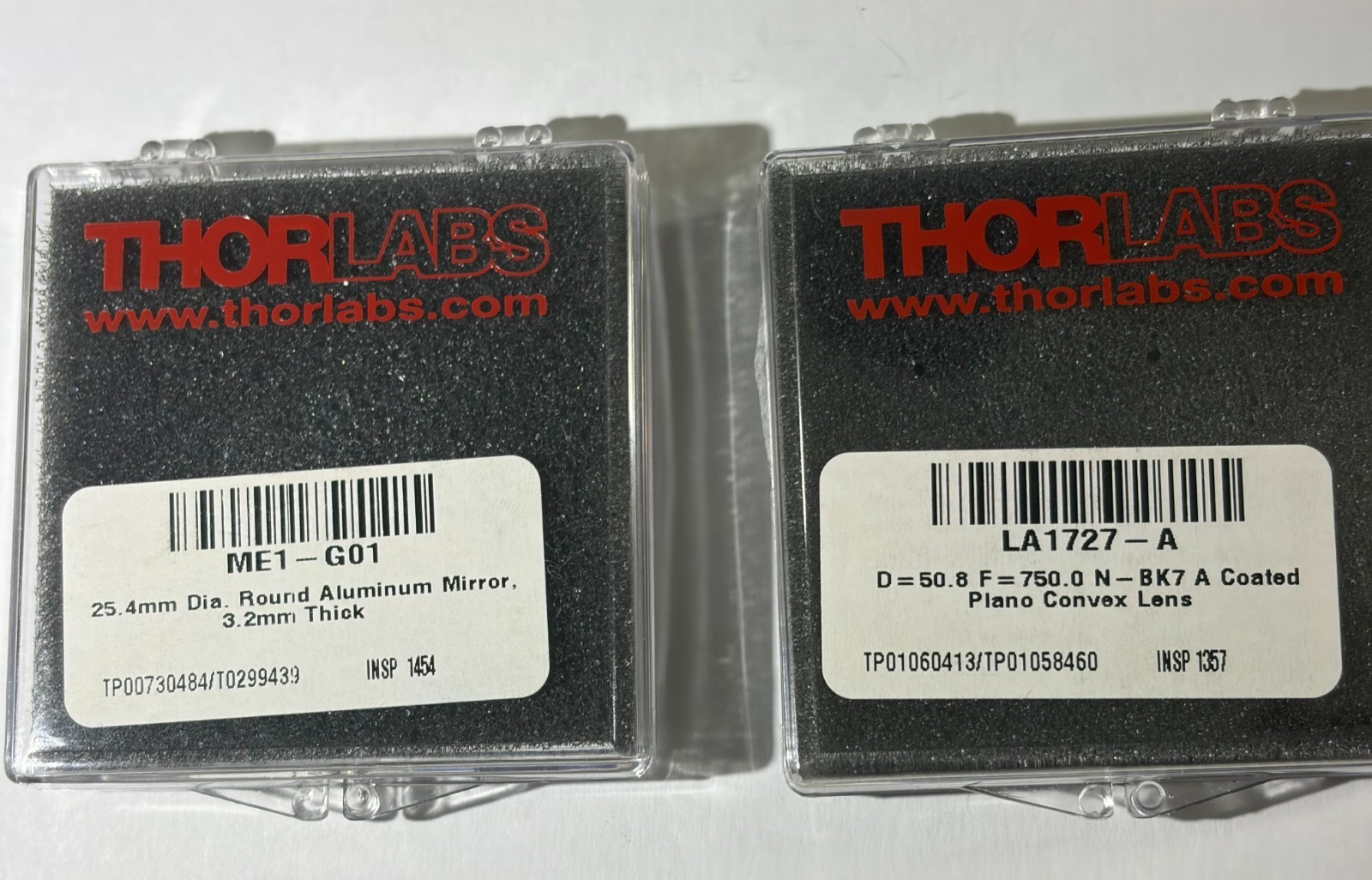 Thorlabs Optical Mirror & BK7 Plano Convex Lens Lot ME1-G01 LA1727-A