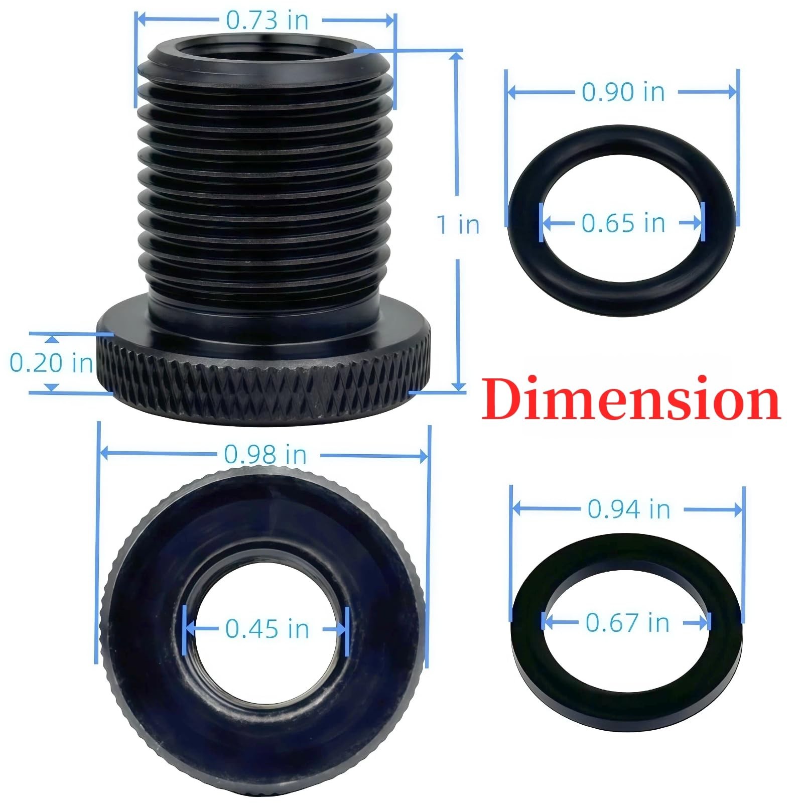 6Pack Thread Protector and Washers，1/2x28 to 3/4x16 Steel Thread Protector（Bl...