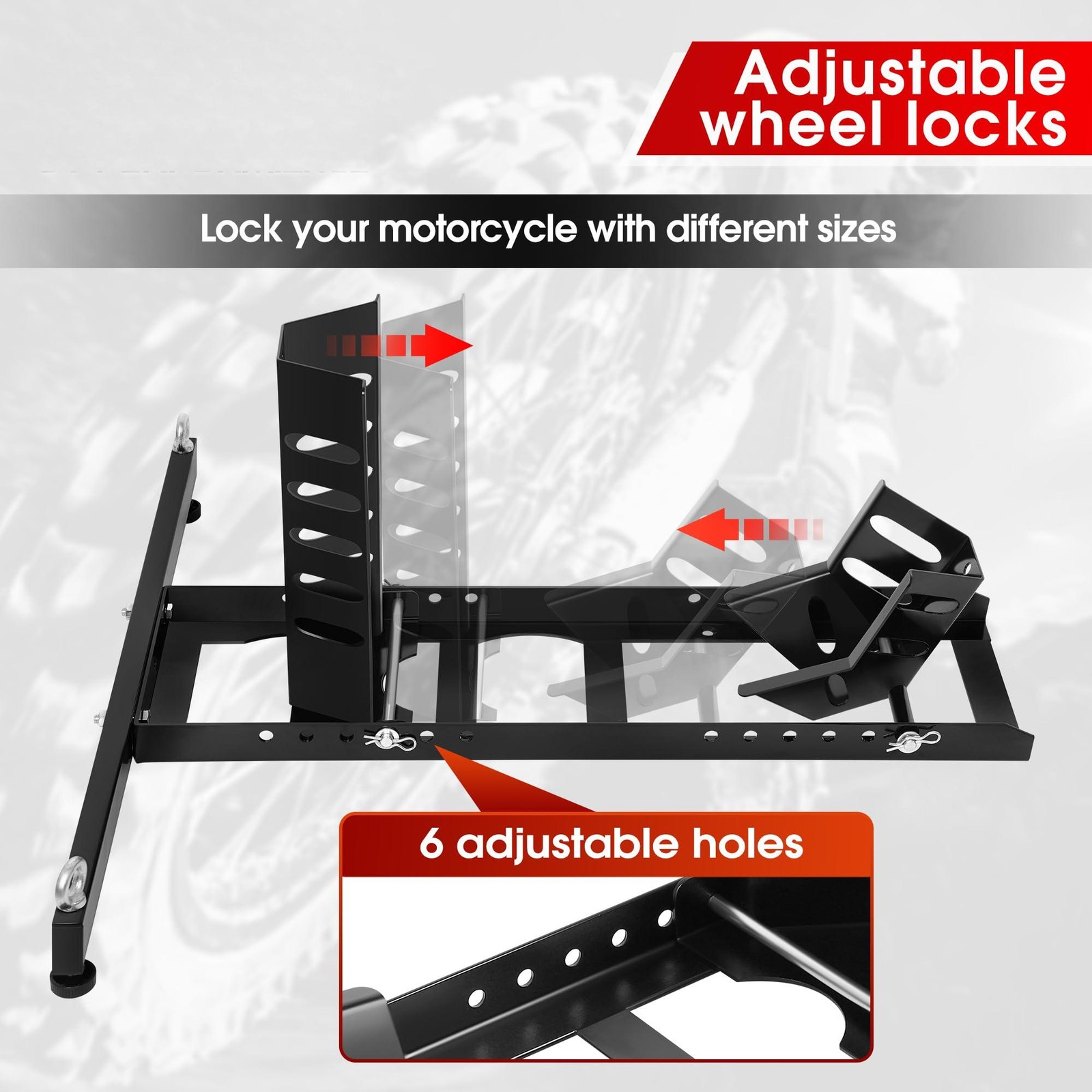 Heavy Duty Motorcycle Wheel Chock Front Stand Adjustable 15-22 Inch 1800lb