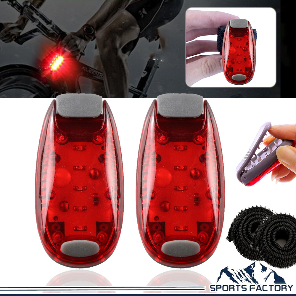 2Pcs LED Safety Light Clip On Cycling Bike Tail Runner Warning Night Strobe Lamp