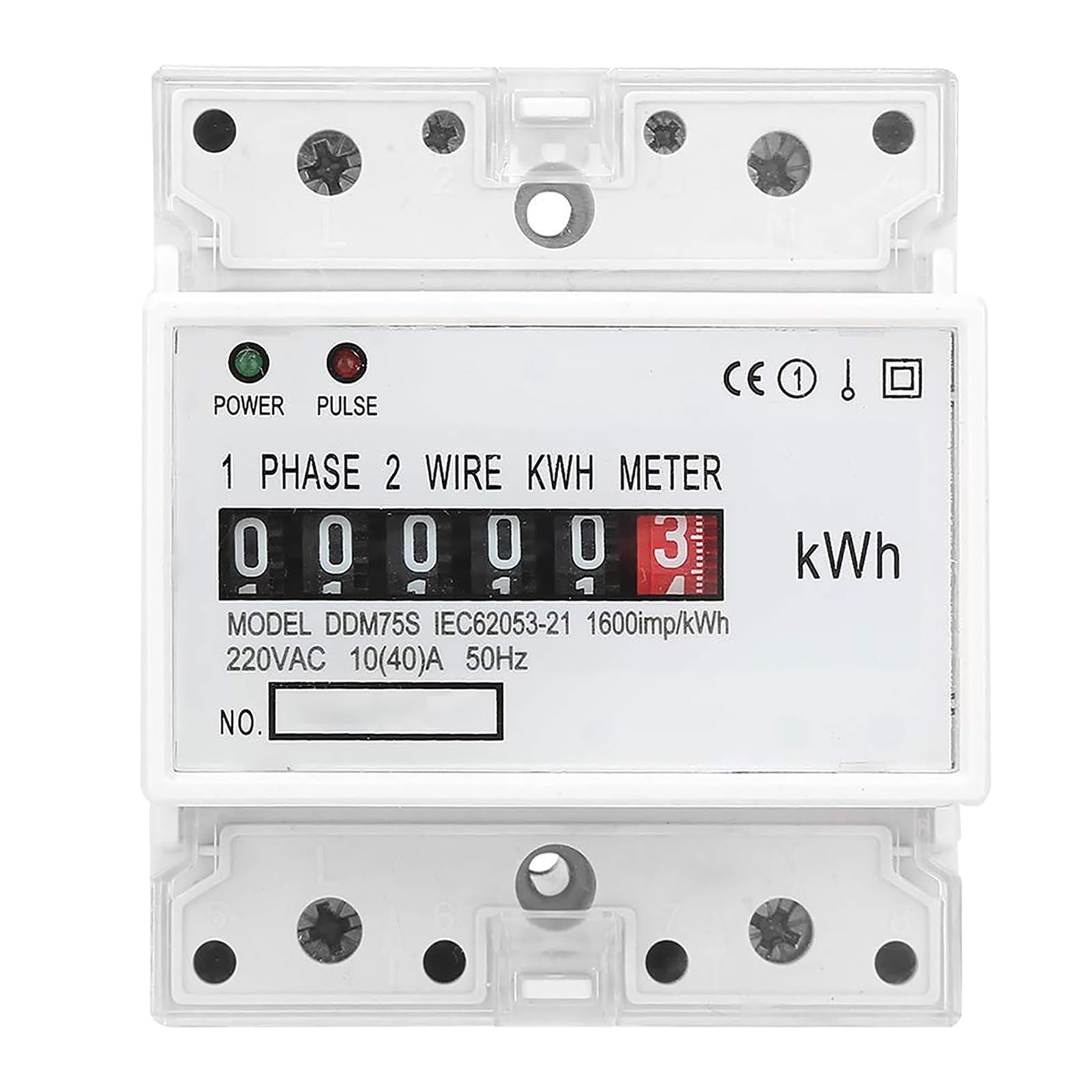 Single Phase KWH Meter, 4P LED Electronic Din Rail KWh Meter DDM75S white