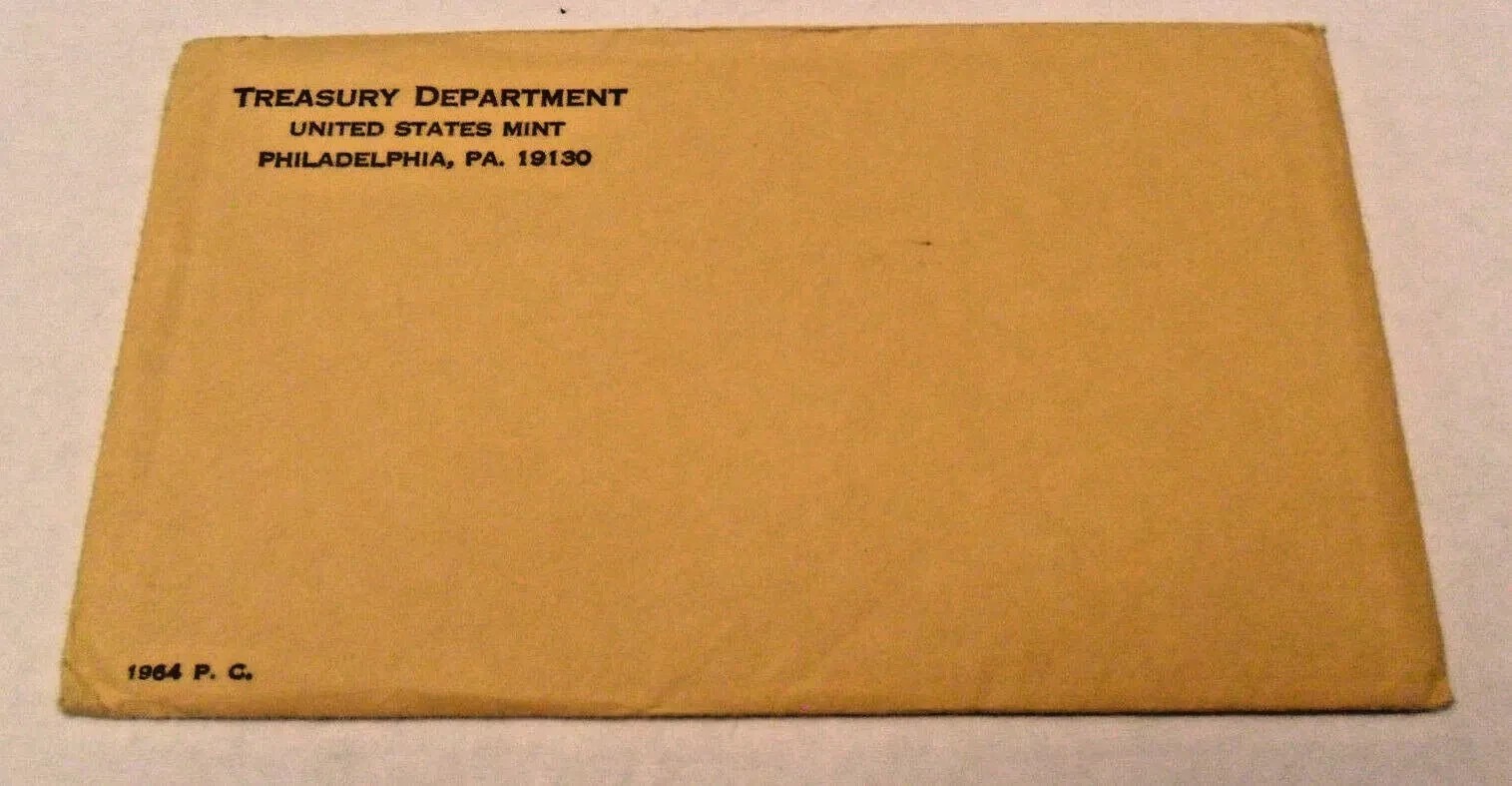 1964 Proof Set Envelope & COA & Cardboard, NO Writing, NO COINS