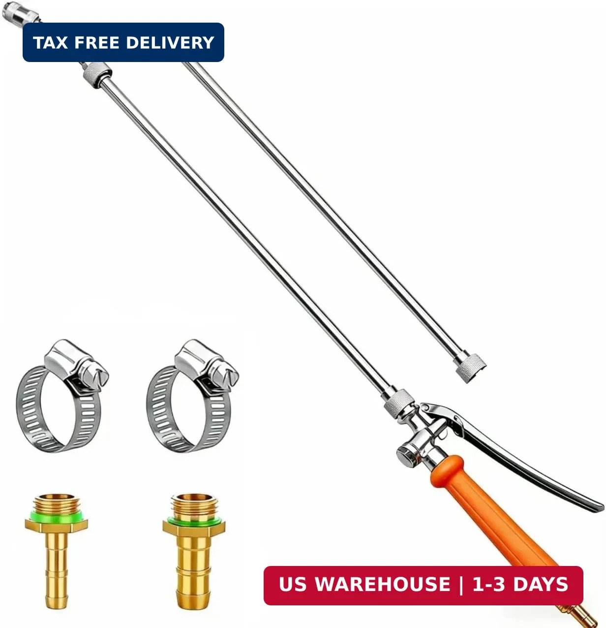 44 Inches All Metal Replacement Sprayer Wand,1/4" & 3/8" Brass Barb Sprayer Wand
