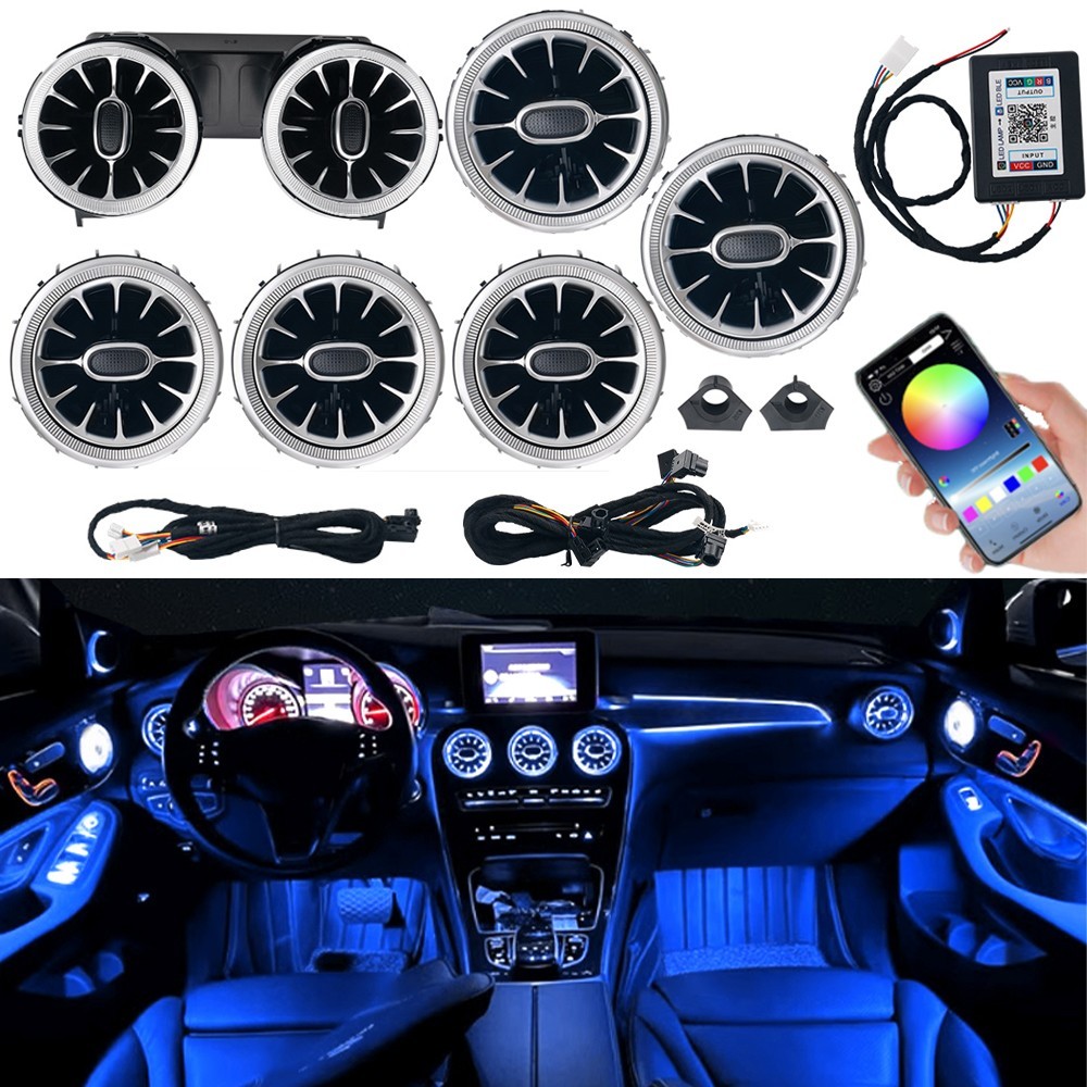 For Mercedes Benz C Class W205 C300 C63 C350e Air Vents APP Ambient Light 2015+