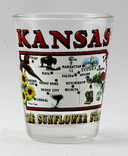 KANSAS MAP DESIGN CLEAR SHOT GLASS RTP