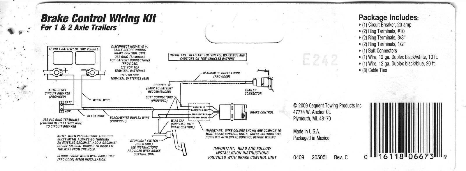 Tow Ready: Brake Control Wiring Kit #20505