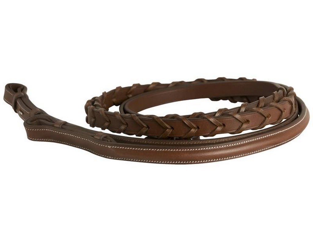 Da Vinci Reins Plain Raised Laced Stud Ends 5/8 x 54 Chestnut 5-247722