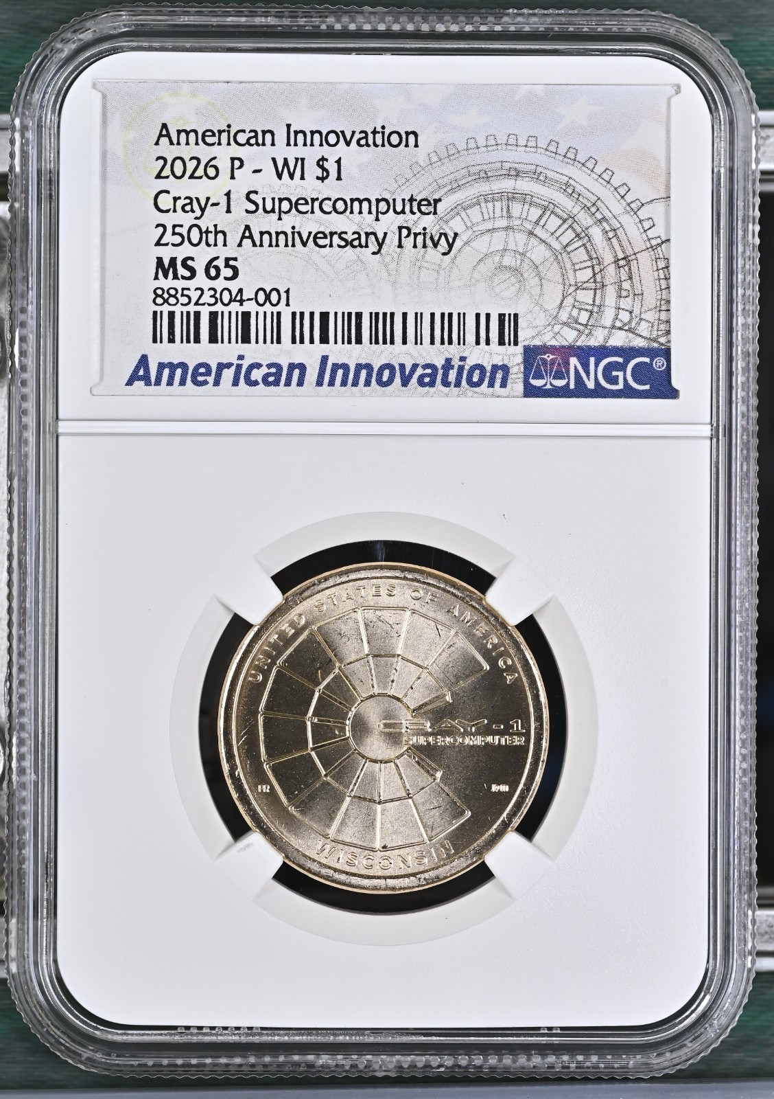 2026 P Cray-1 Computer Wisconsin Innovation Dollar Graded NGC MS-65 w/ 250 Privy