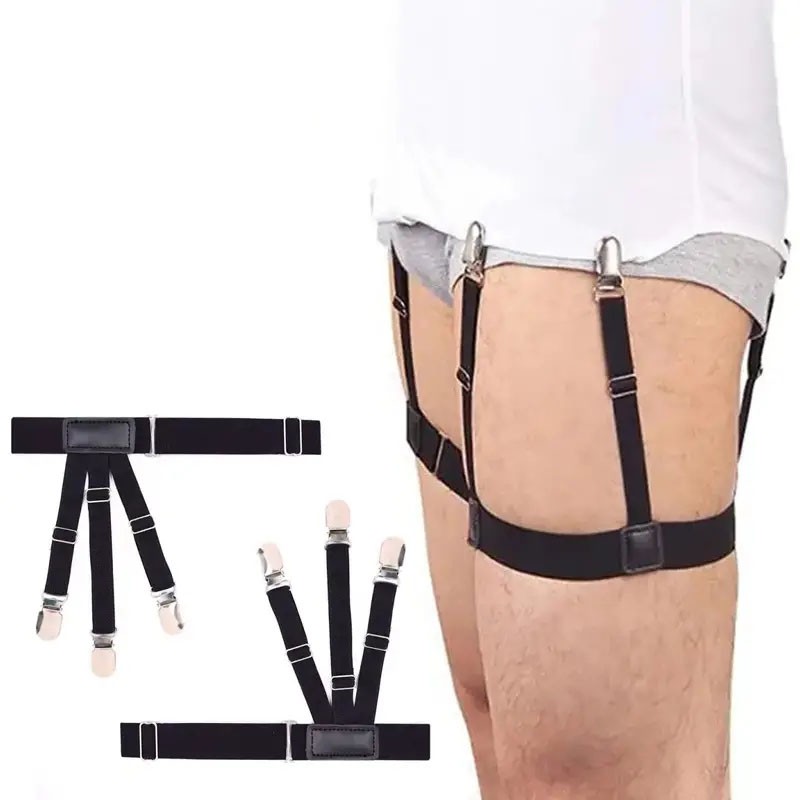 Men Shirt Stays Belt Locking Clips Black