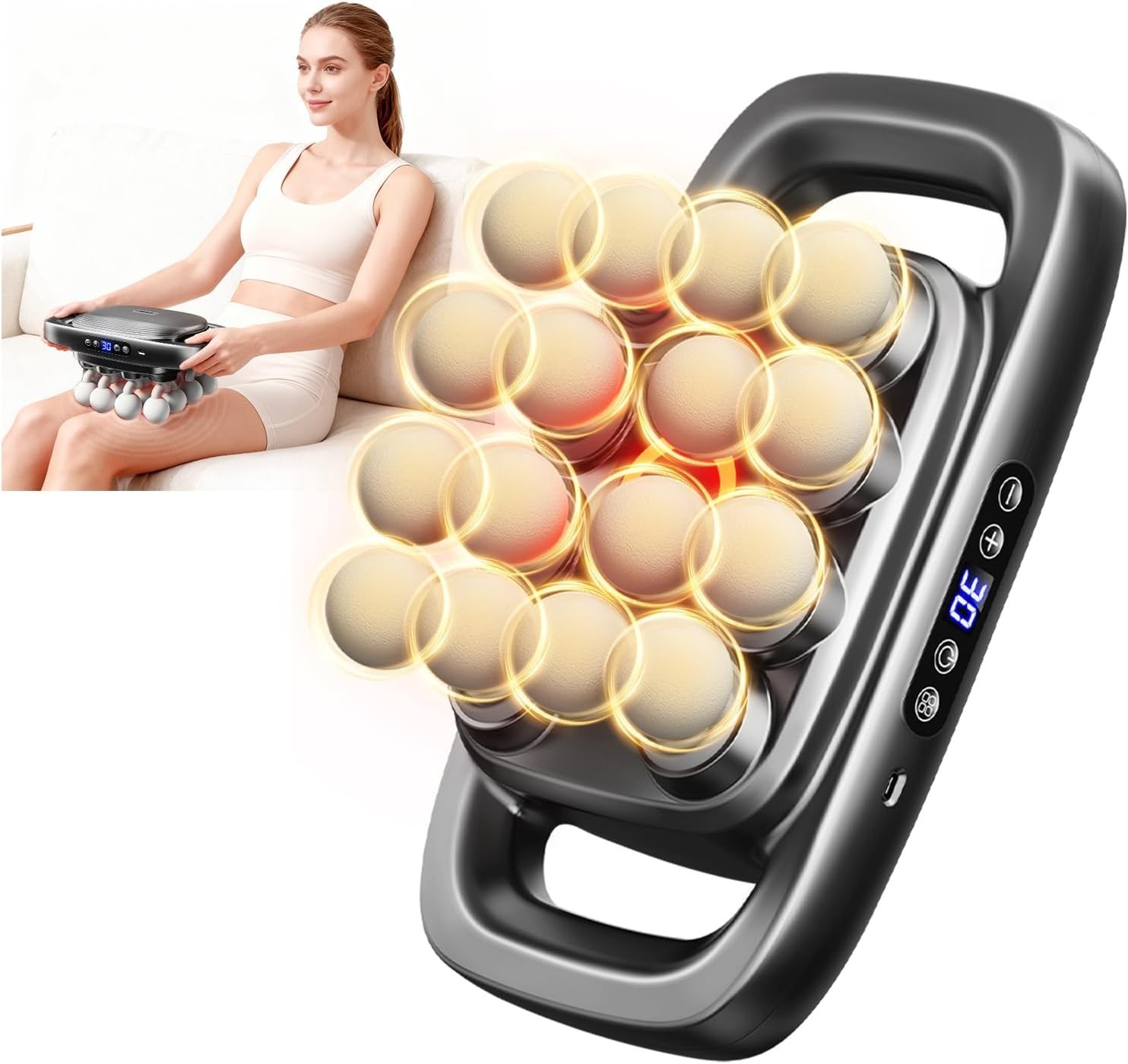 16-Head Massage Gun Set Deep Tissue Percussion Massager 3 Modes & 30 Intensity