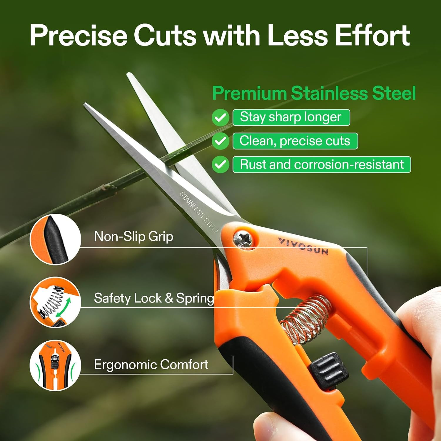 6.5" Gardening Scissors Hand Pruner for Effortless Pruning