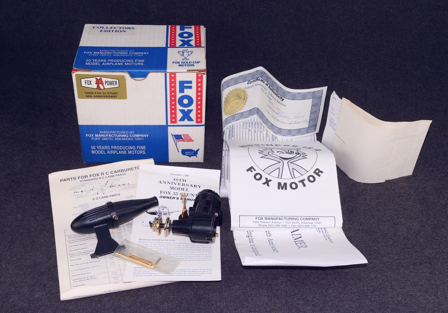 RC Model Engine Fox 35 Stunt 50th Black Gold +Muffler Red/White/Blue #35015 MIB