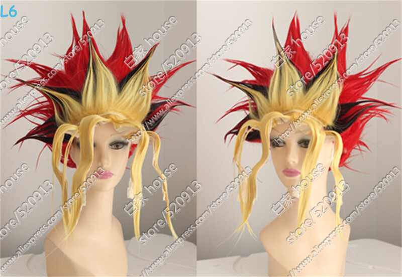 Yu-Gi-Oh Anime Yugi Muto Gradient Wig Afro Style Hairpieces Hairnet Cosplay Prop