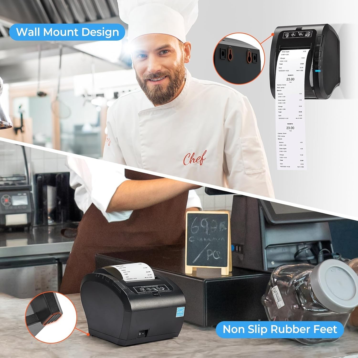 MUNBYN Bluetooth Thermal Receipt Printer P047 80mm POS Printer ITPP047P