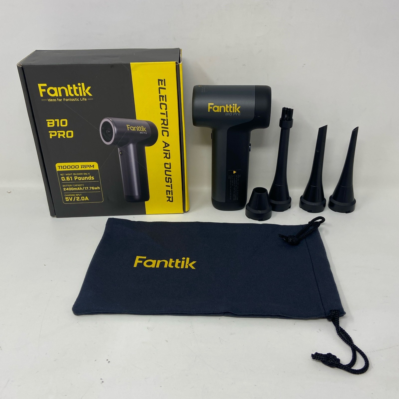 Fanttik B10 Pro Electric Air Duster 110000 RPM, Gray w/ 4 Nozzles
