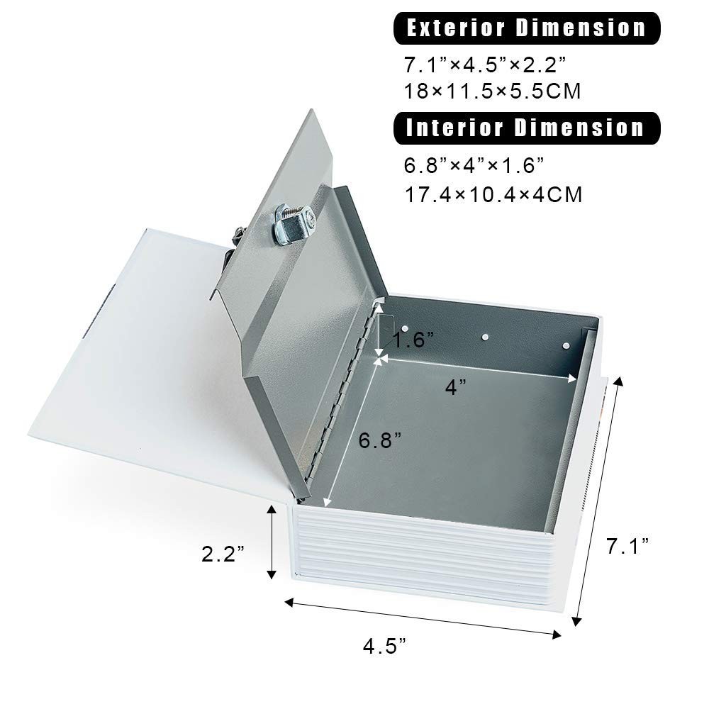 Small Diversion Book Safe Storage Box, Metal Can with Security Combination Lock/