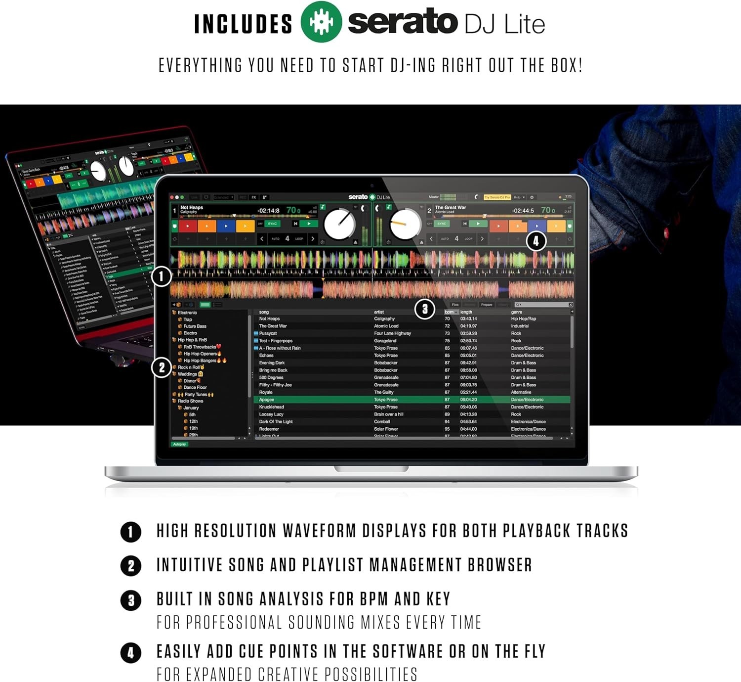 Intuitive Serato DJ Controller with Performance Pads