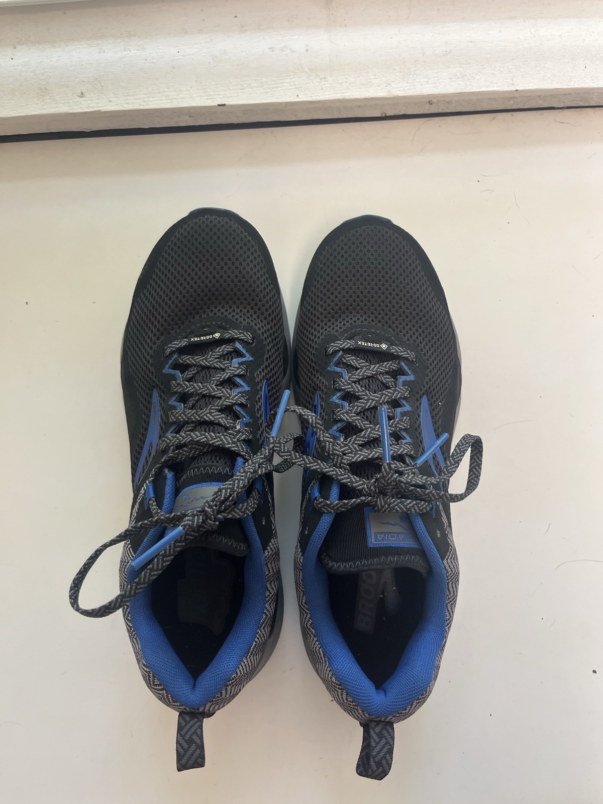 Brooks Cascadia 14 GTX Trail Running Shoes Black Blue Gray Mens Size 8 D