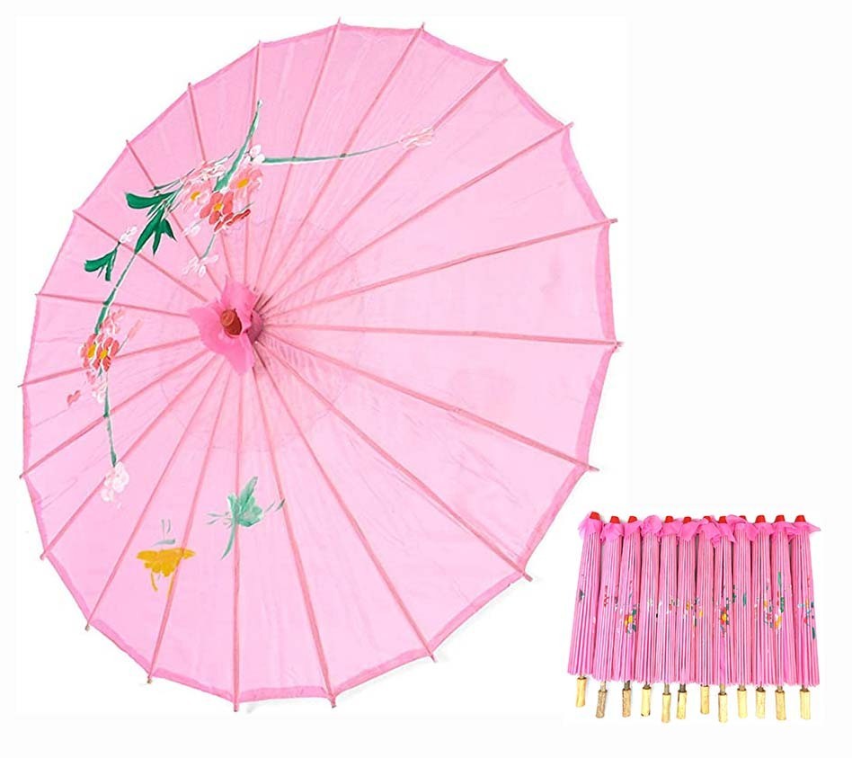 12 Pack Pink Nylon Umbrella Parasol Photography Dance 22 inch Kid Size S-2170x12