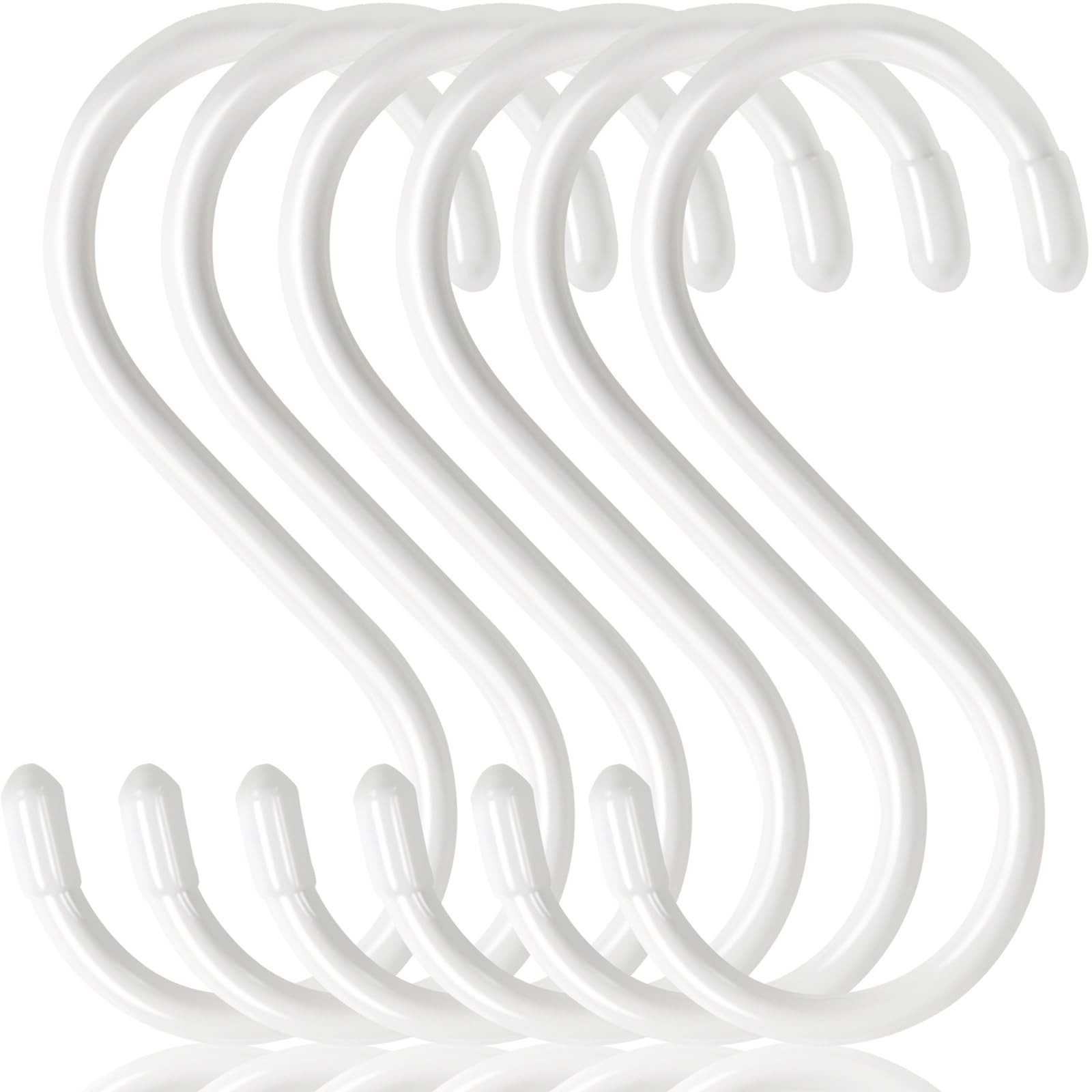 Dapute 5 Inch Closet S Hooks, S Hooks for Hanging Jeans, 6 Pack White Vinyl C...