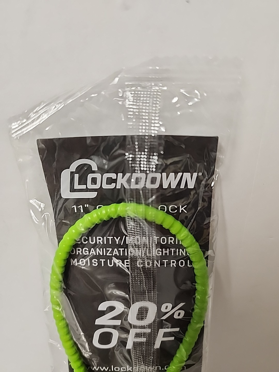 Lockdown 11" Cable Lock Re-Enforced Non-marring Sheathing 2-keys Lime Green