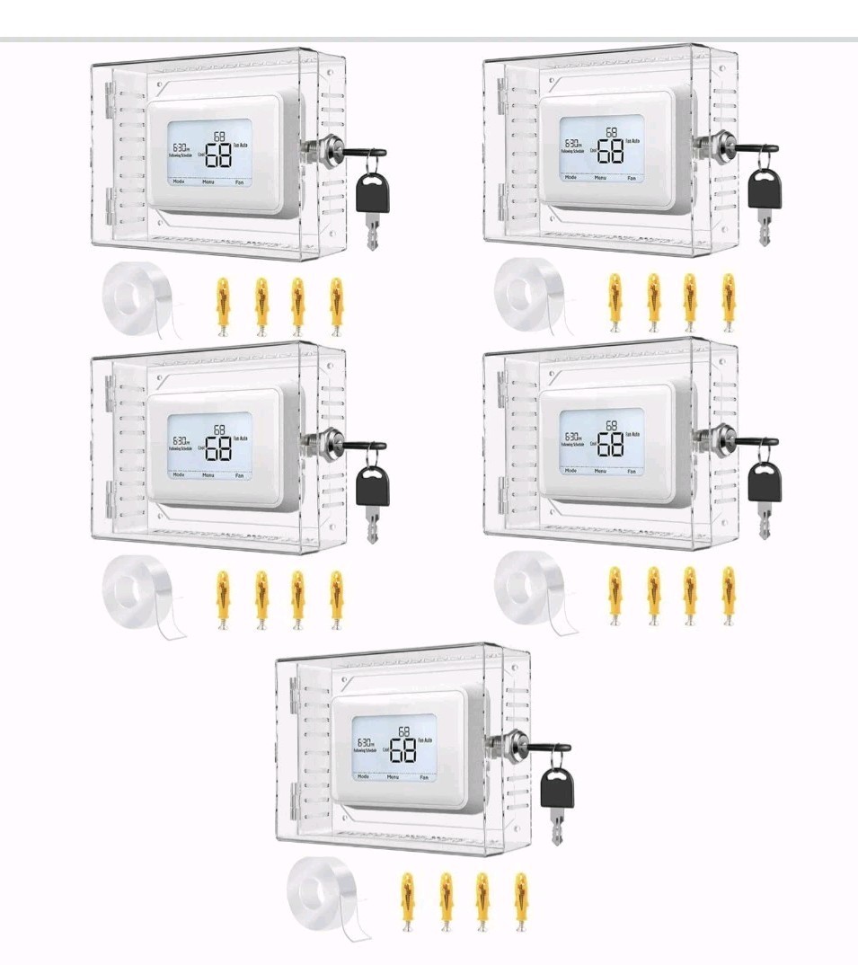 5 PCS Large Thermostat Lock Box Cover with Key, Clear Thermostat Cover with Lock