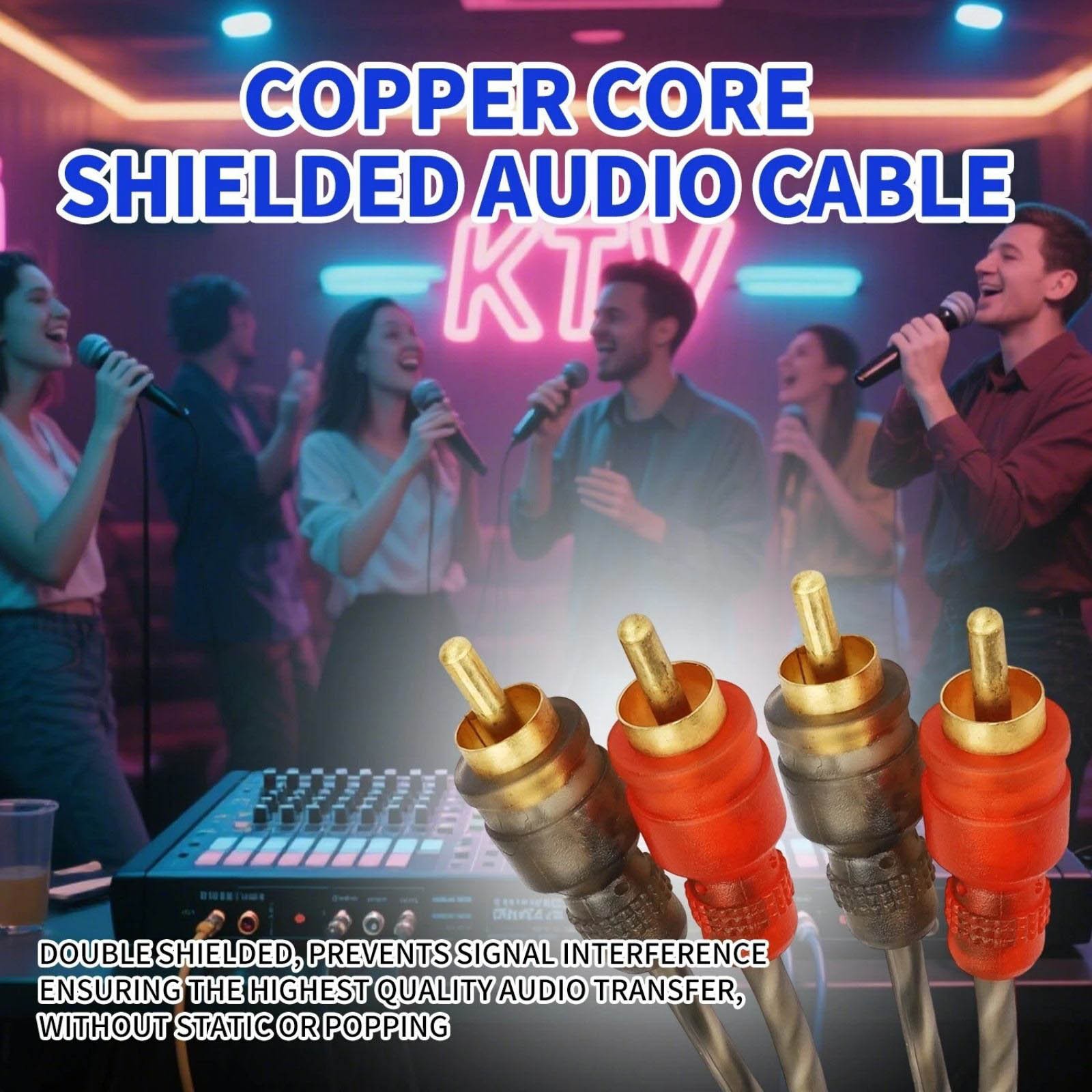 Durable 2PCS RCA Cables 2 Channel Twisted 4Ft Audio Interconnect Amp Cable