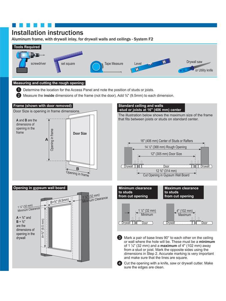 30" X 30" System F2 AK Removable Access Panel 5/8" Drywall Inlay & Touch Latches