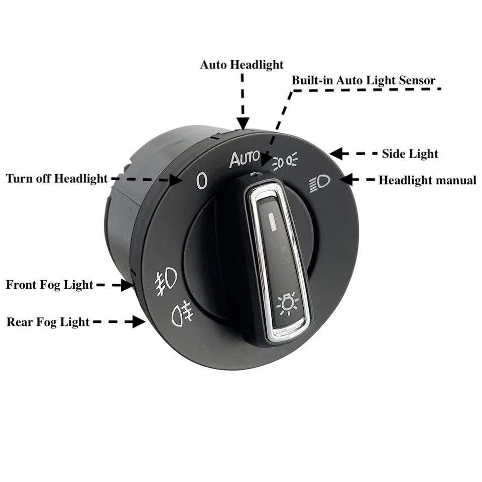 Built-in Auto Headlight Sensor Chrome Switch for VW MK5 MK6 Golf / MK5 Jetta/Pas