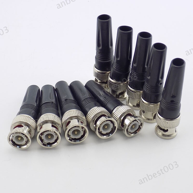 BNC Male Connector Plug Twist-on RF Coaxial for RG59 90 degree Camera Video