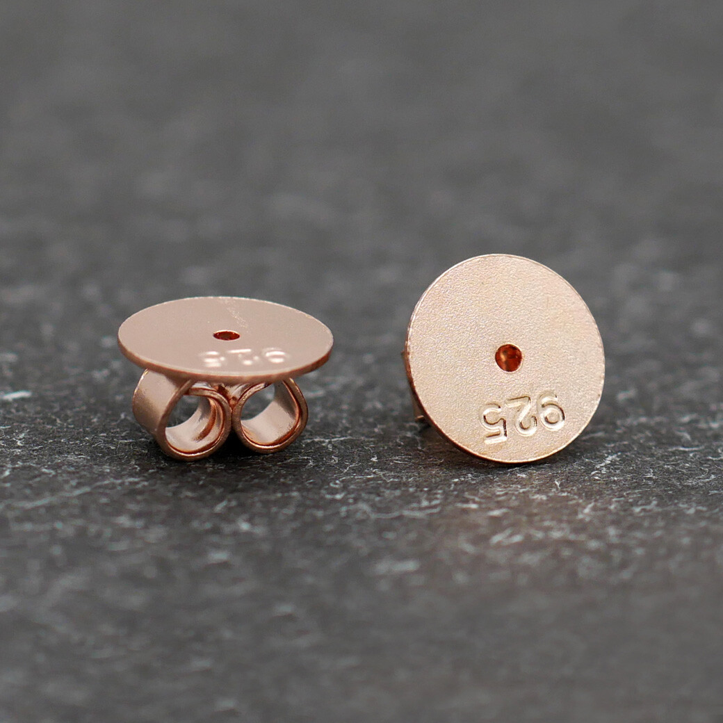 925 Sterling Silver Stud Post Earring Backs Disc Support Rose Gold Tone A4494