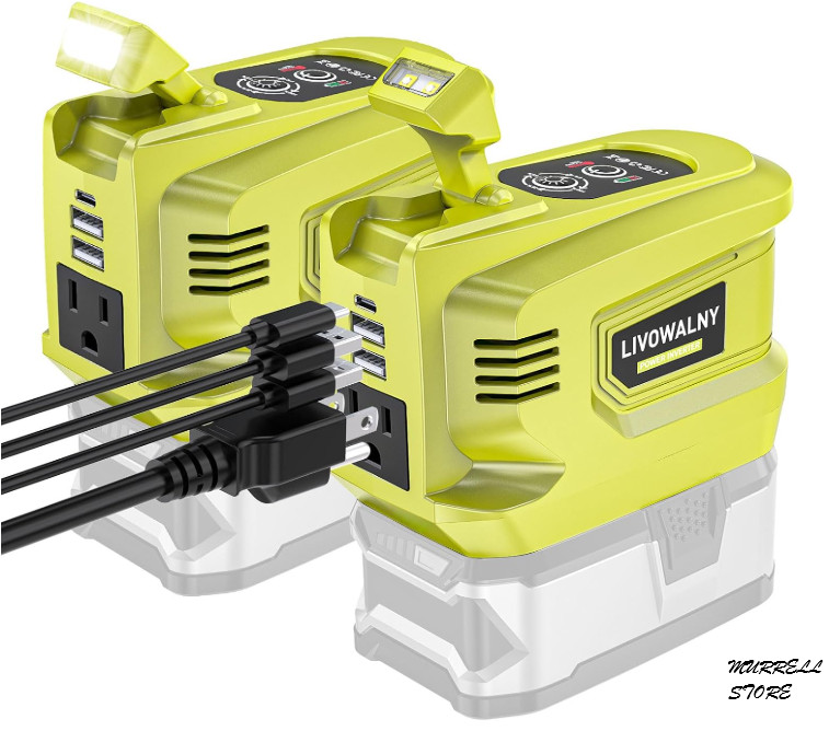 2 Pack Ryobi 18V Battery Inverter 200W Portable Power Adapter USB & AC
