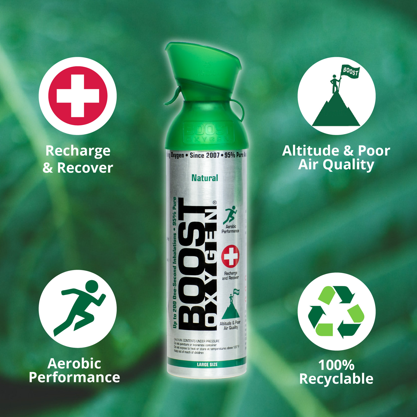 Boost Oxygen Large Natural 10L Canister | Respiratory Support for Aerobic