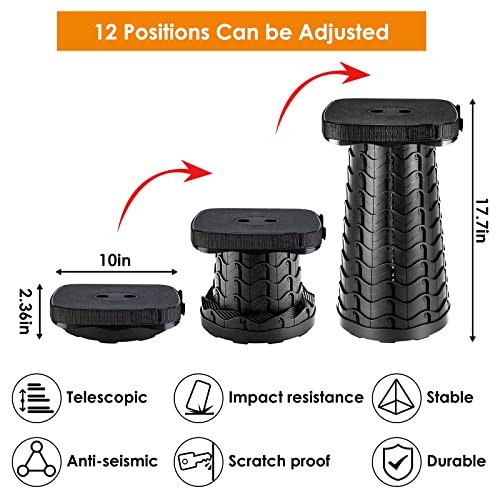 Collapsible Stool with Soft Removable Cushion & Waterproof Carry Bag -