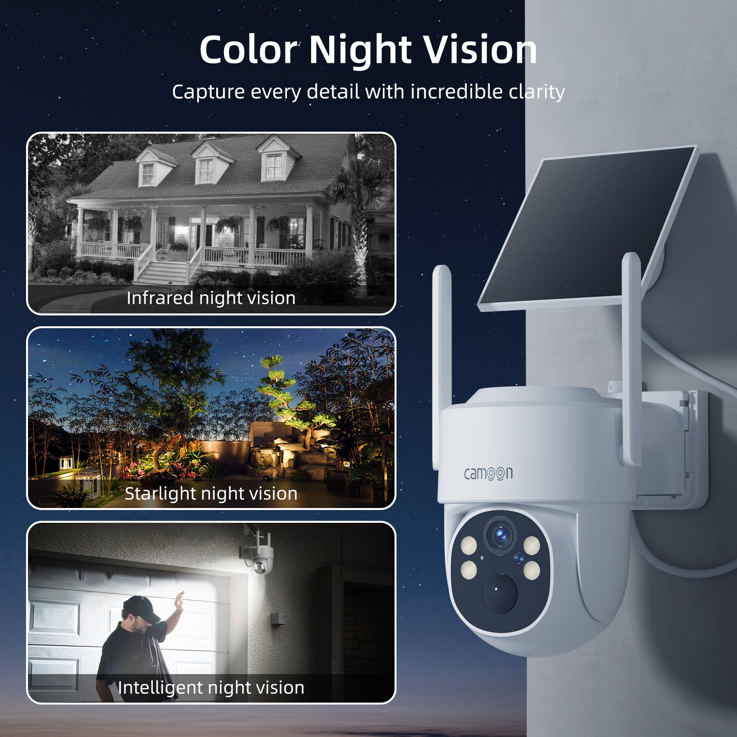 Solar Battery Powered Wireless Security Camera System WiFiIP Outdoor Home