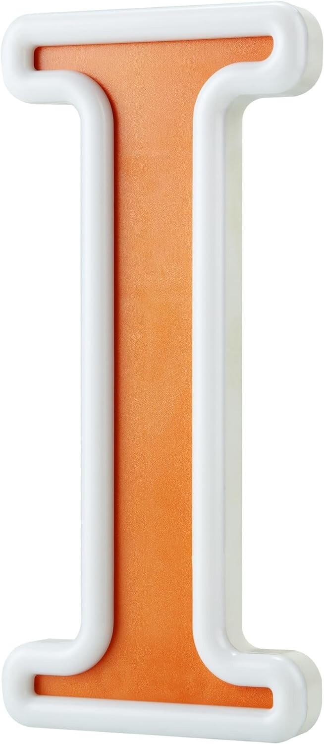 Light up Letter Macaron Pastel Orange Warm White I Initial Battery Neon Sign New