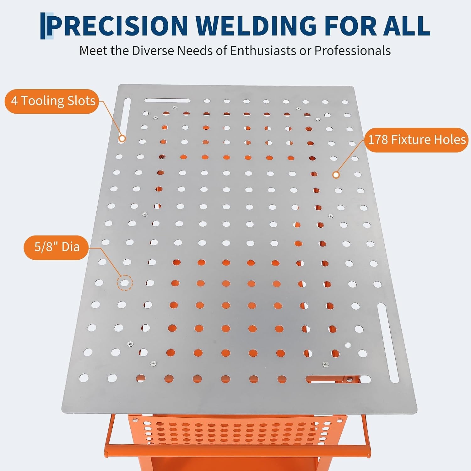 800LBS 36x24in Mobile Welding Table Steel Workbench with Storage Tray & Hooks