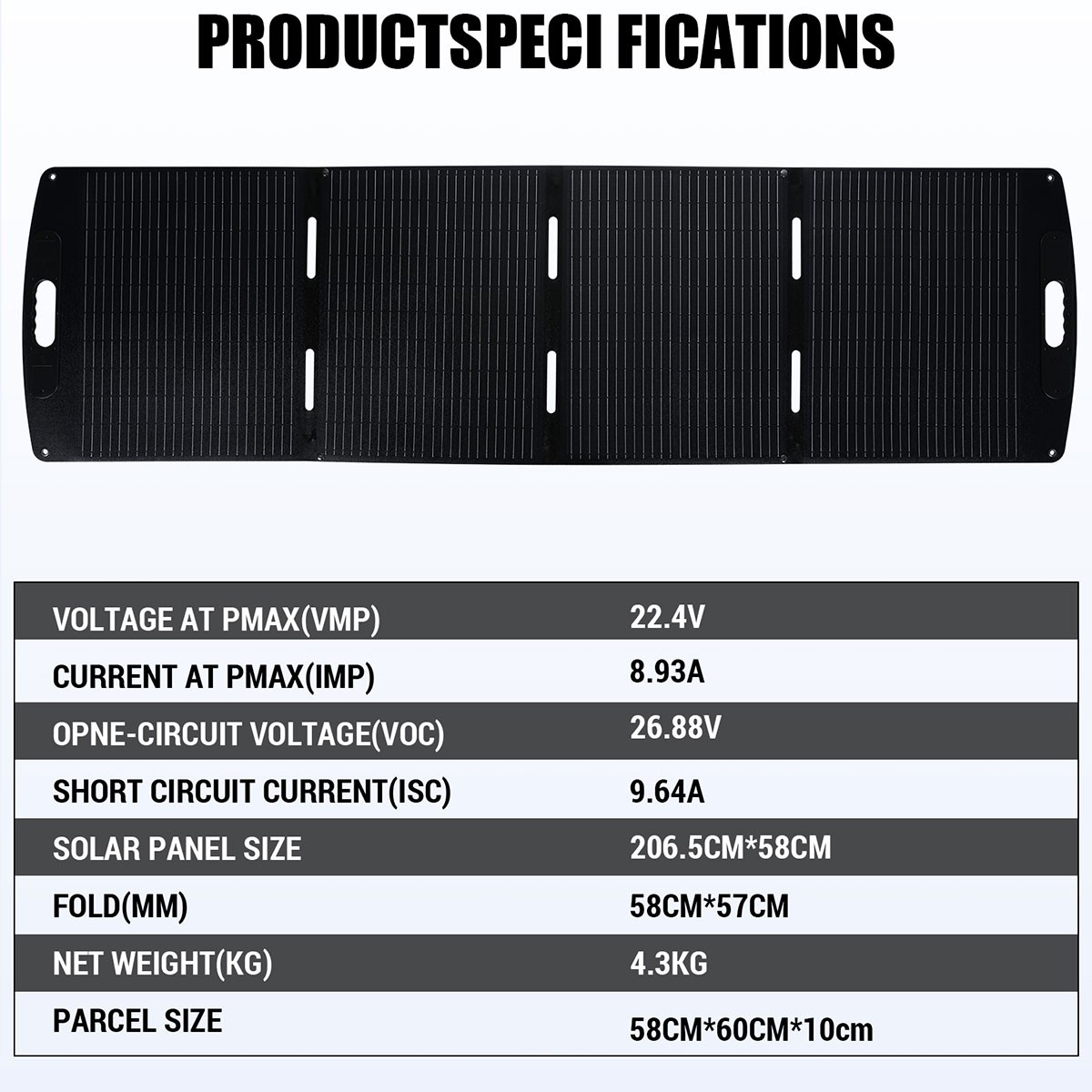 200W Foldable Solar Panel Self-supporting, Waterproof Smart Outdoor Solar Kit