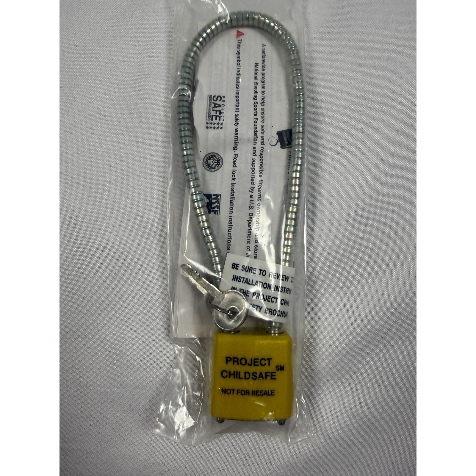 Project ChildSafe Gun Cable Lock Safety Lock With Key New Sealed Firearm Lock