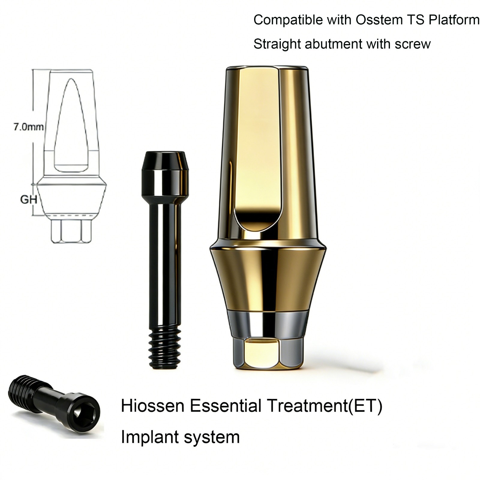 US Titanium straight abutment ti cemented abutment compatible Osstem Hiossen TS