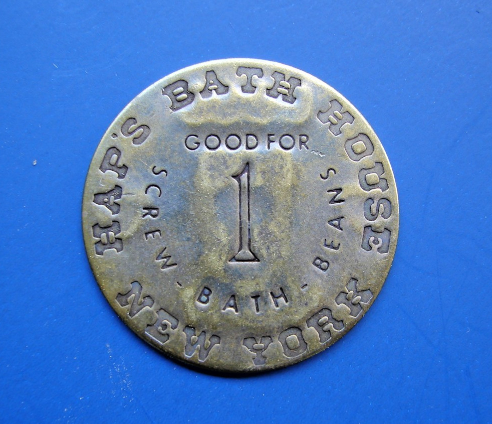 HAP'S BATH WHORE HOUSE COIN GOOD FOR ONE SCREW OR BATH BROTHEL GIRLS NEW YORK
