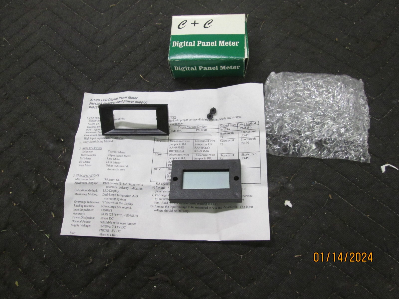 C+C PM-128 Universal Digital Panel Meter LED Display 3.5", 4 Bits 0-500V DC
