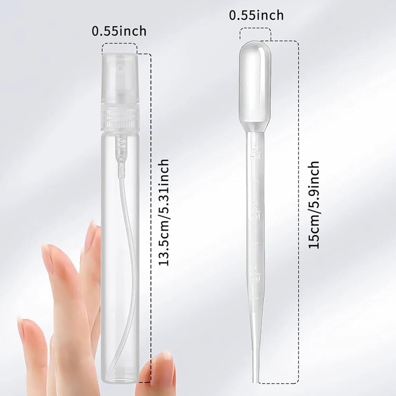 5 Pack 10ml Mini Spray Bottles Refillable Perfume Atomizer W/ Pipettes New