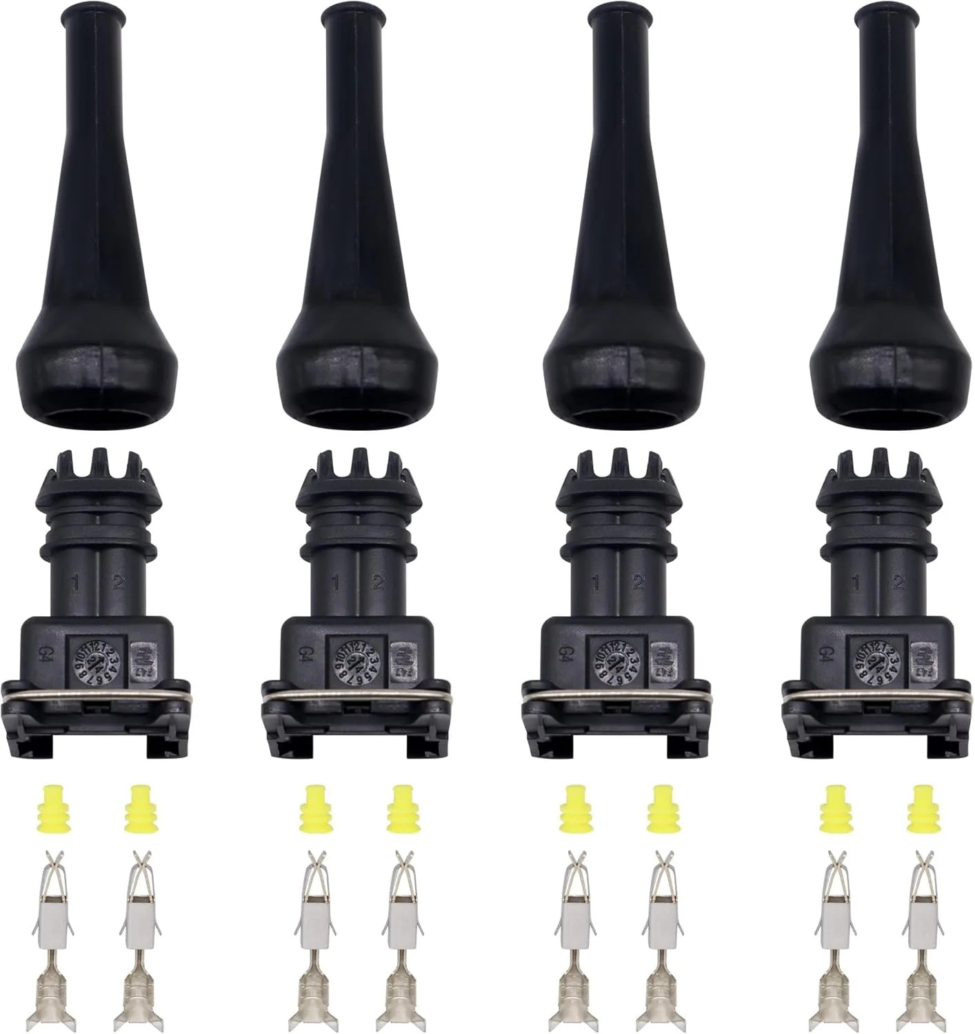 4 Sets Fuel Injector Connector EV1 Waterproof 2 Way Fuel Injector Wiring Harness