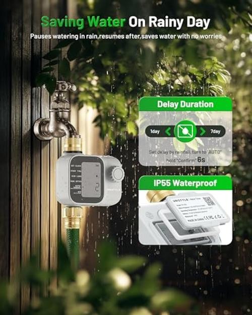 [2026 Upgrade] Sprinkler Timer with Brass Inlets & Outlets, Programmable