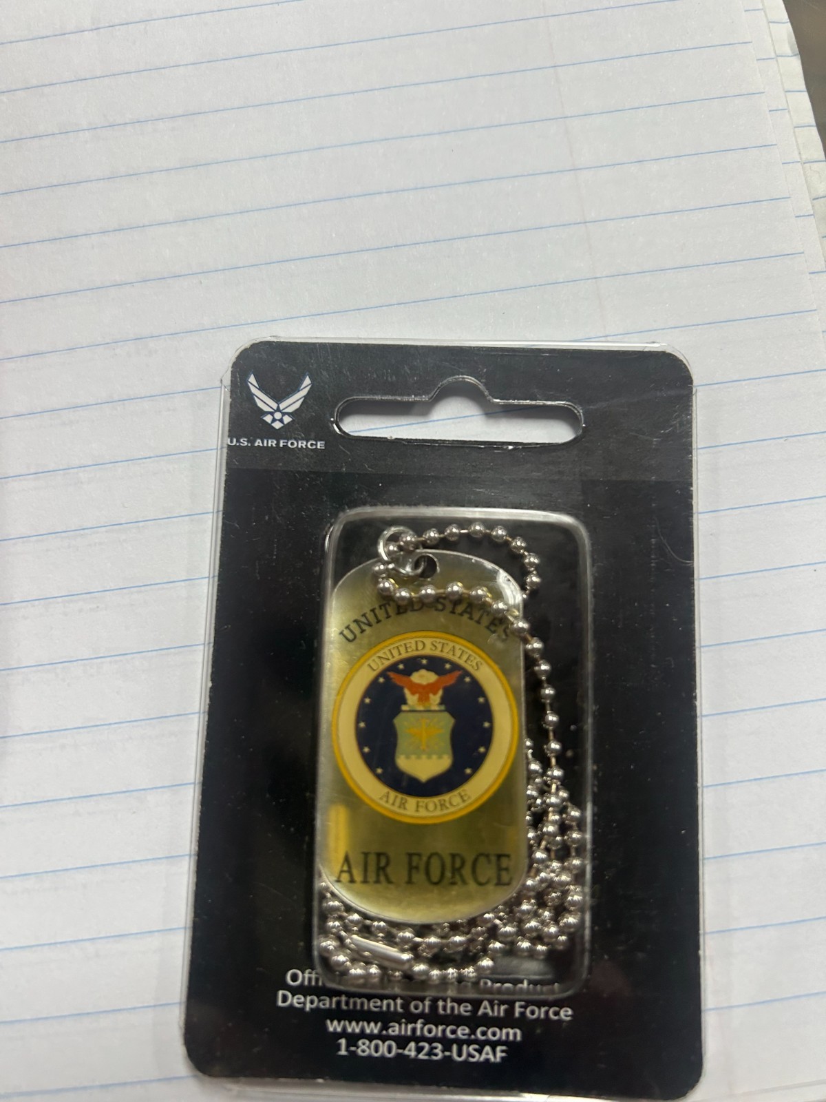UNITED STATES AIR FORCE DOG TAG & CHAIN