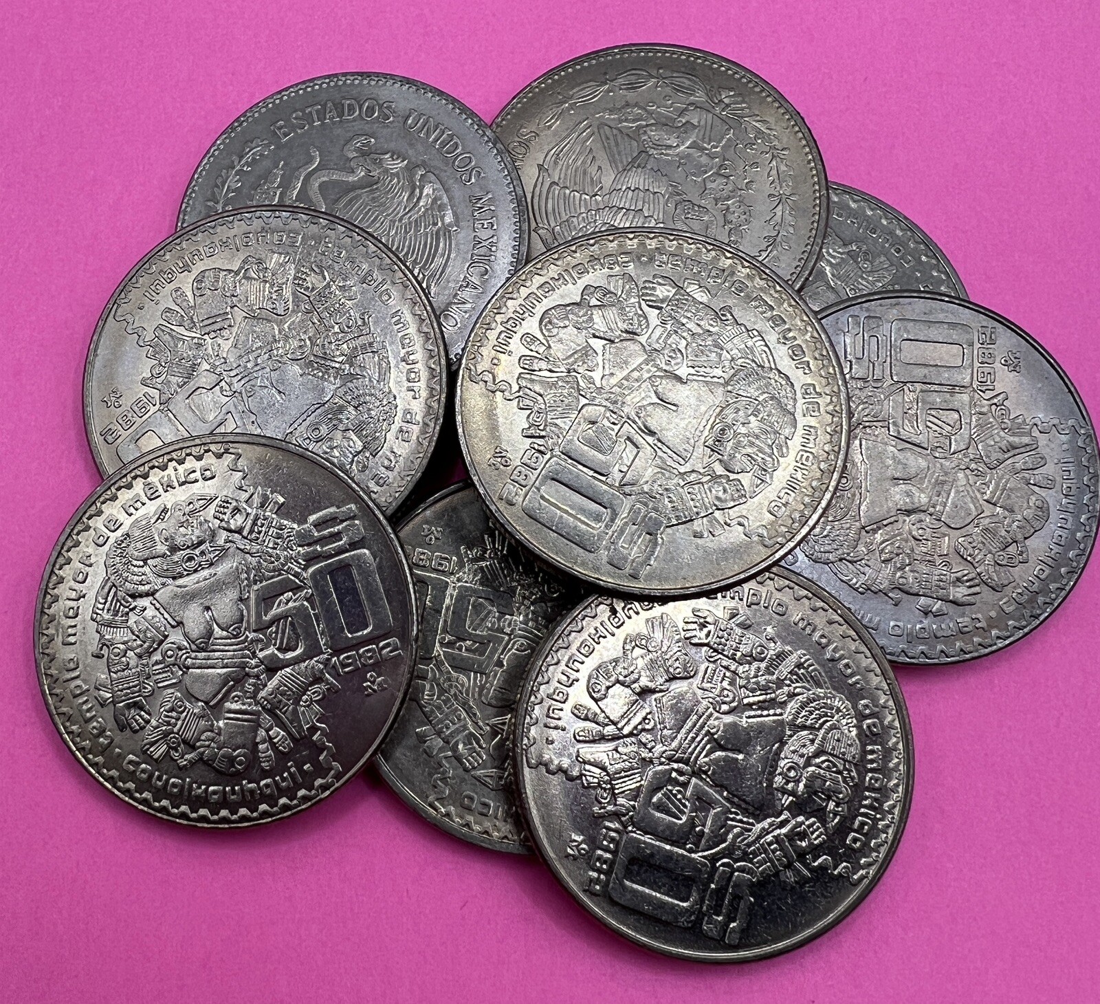 MEXICAN  50 Pesos TOPLESS MEXICAN COIN 1982 Diosa Del Templo Mayor de MEXICO