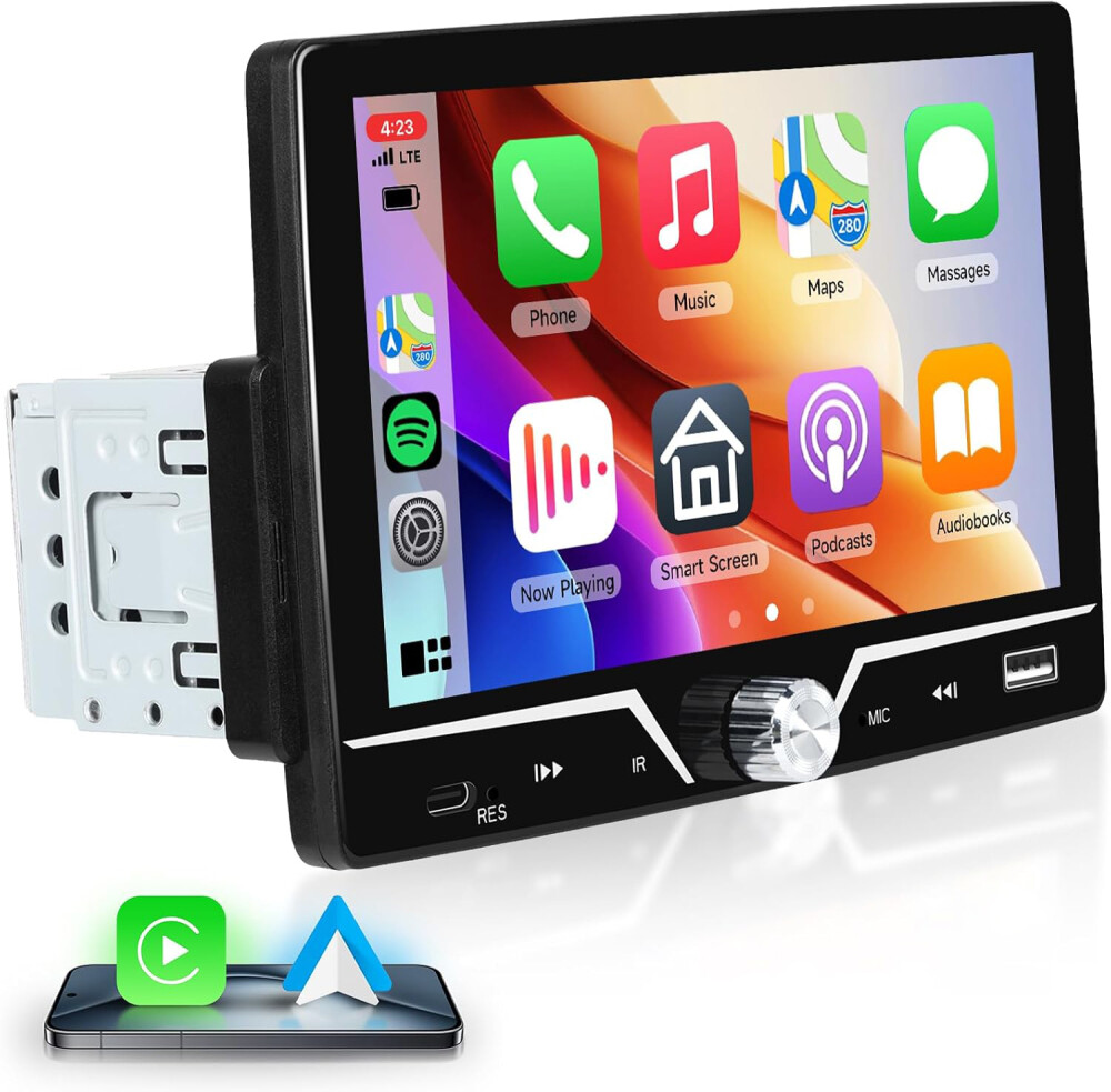 Single 1Din 7" Car Stereo Touch Screen Bluetooth Apple/Android Carplay GPS Radio