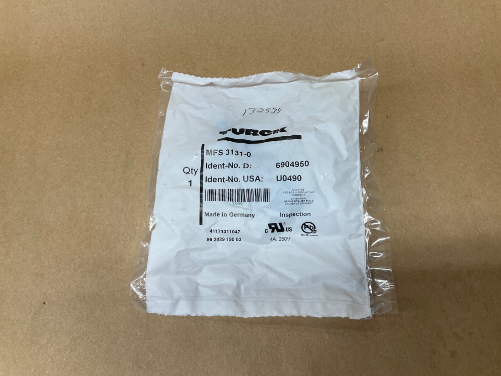 Turck MFS 3131-0 6904950 Connector 3 Pin Male #85C12*IAC