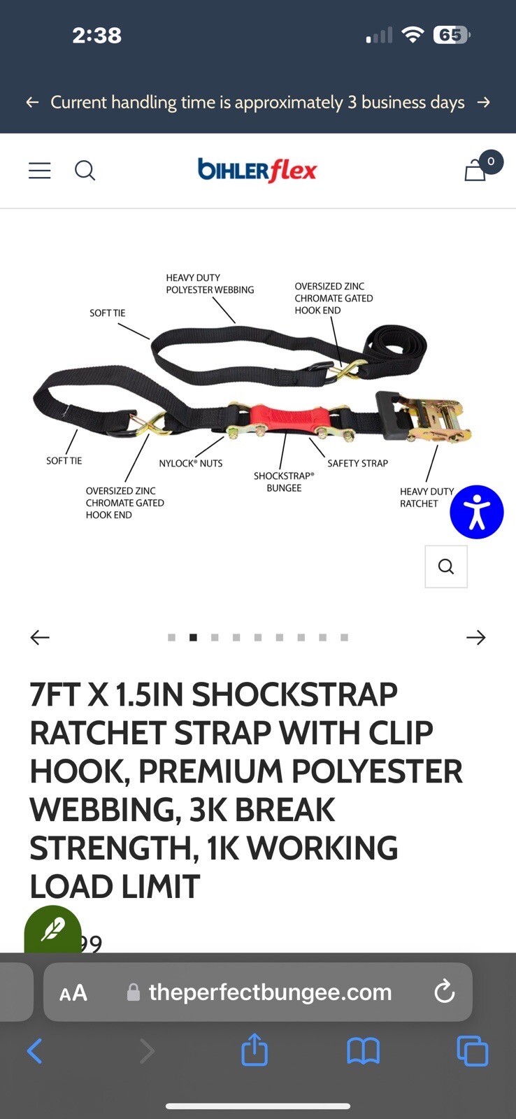 ShockStrap 1.5" Ratchet Tie Downs 7RSBKP
